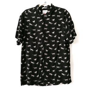 Denim & Flower Black and White Casual Button Down Shirt